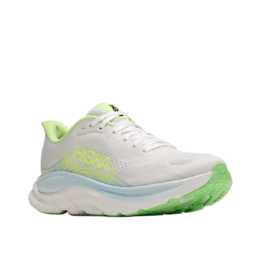 Hoka women's white and lime Clifton 11 trainer