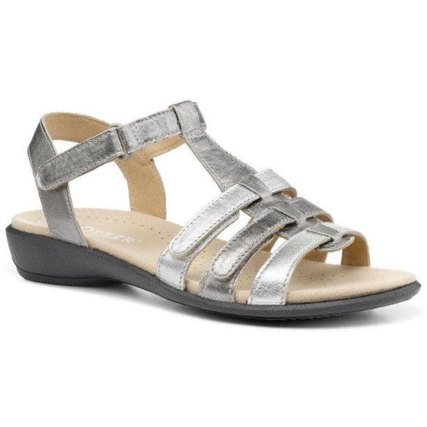 Hotter Womens Sandal Sol Wide Fit Pewter Multi Leather Donaghys