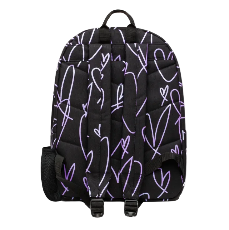 Hype Girls Backpack Iconic Glitter Scribble Hearts Black/Purple
