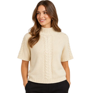 ICHI Havelora Short Sleeve Knit Jumper Creme Brulee