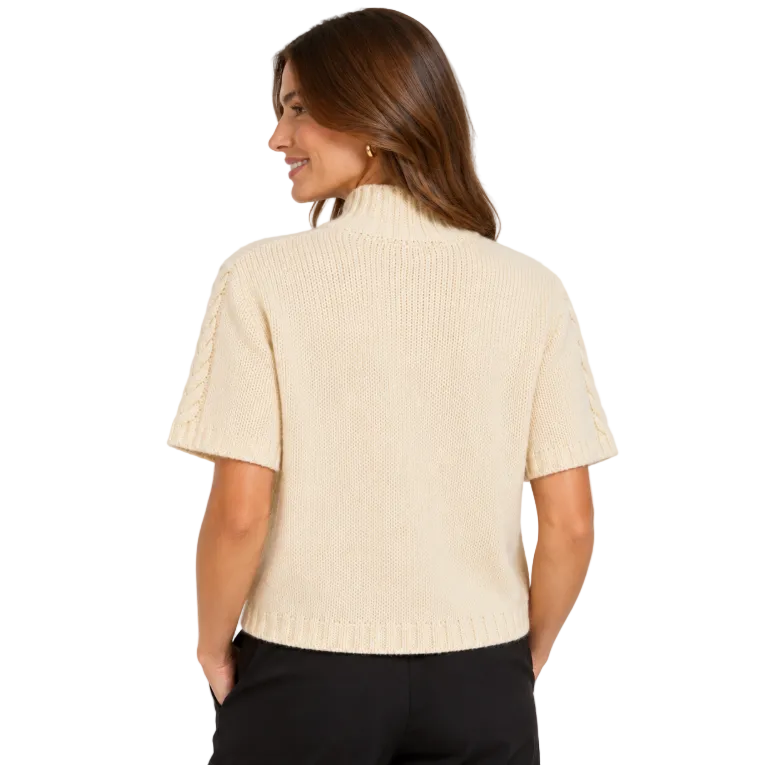 ICHI Havelora Short Sleeve Knit Jumper Creme Brulee