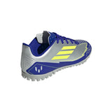 Adidas Junior Astro Turf Boots F50 TF J Messi Silver Met/Solar Yellow/Lucid Blue