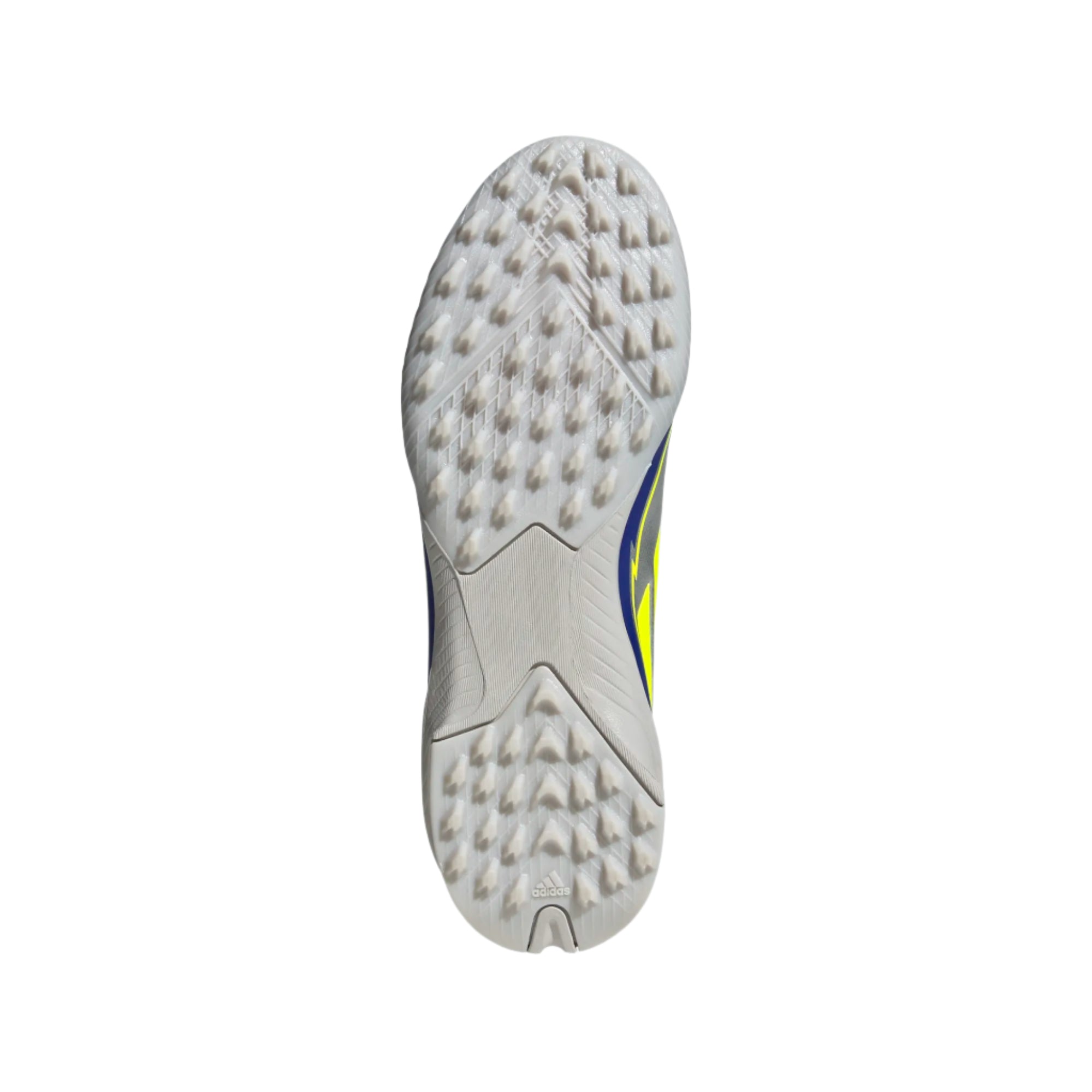 Adidas Junior Astro Turf Boot F50 League TF J Messi Silver Metallic/Solar Yellow/Lucid Blue