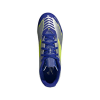 Adidas Junior Football Boot F50 FG/MG J Messi Silver Met/Solar Yellow/Lucid Blue