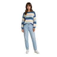 Vila Womens Top Razy Boatneck L/S Stripe Knit Nantucket Breeze
