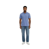 Barbour Mens Tartan Pique Polo Shirt Delft Blue