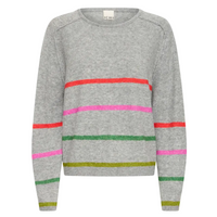 Ichi women's grey striped knitted jumper