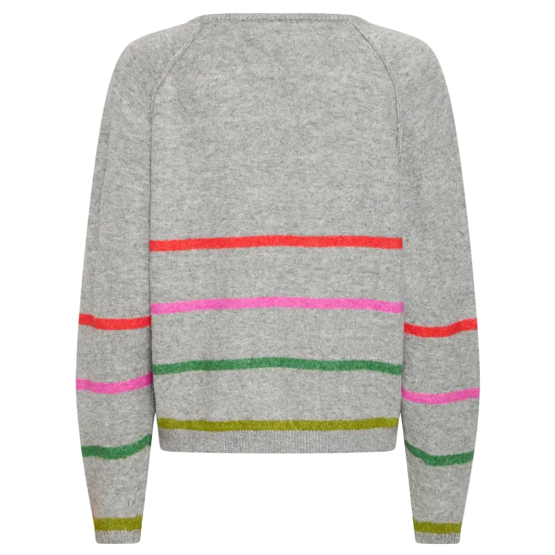 Ichi women's grey striped knitted jumper