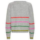 Ichi women's grey striped knitted jumper