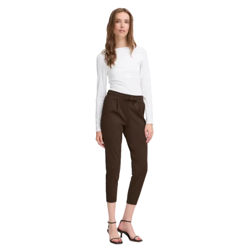 Ichi women's brown tapered trousers