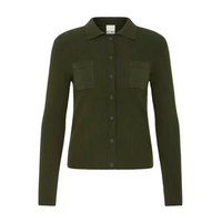 Ichi Womens Cardigan Luls Rib Polo Rosin