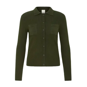 Ichi Womens Cardigan Luls Rib Polo Rosin