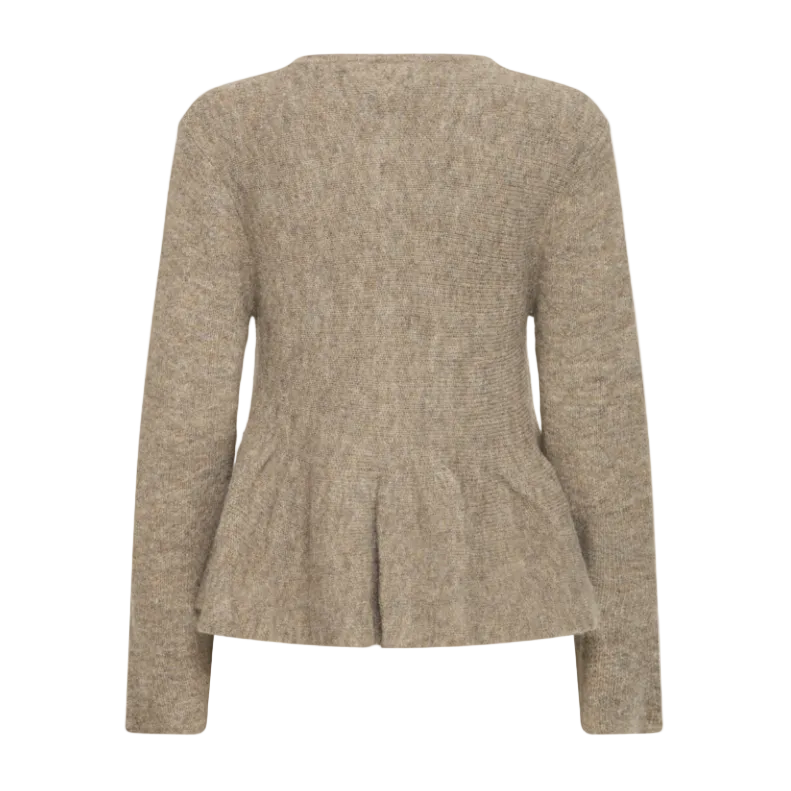 Ichi women's Kamara knitted cardigan in fungi brown