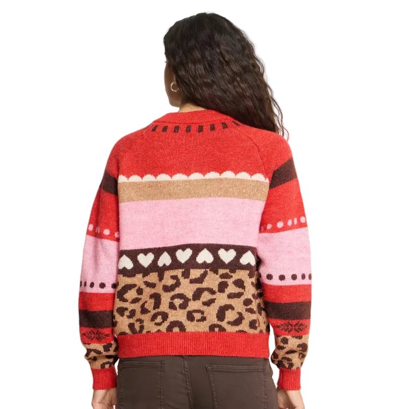 Ichi women's multi-pattern knitted cardigan