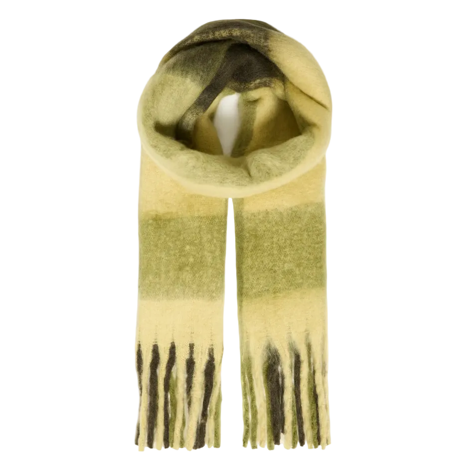 Ichi women's Signe scarf in olive branch green