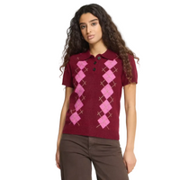 Ichi women's pink knitted polo jumper