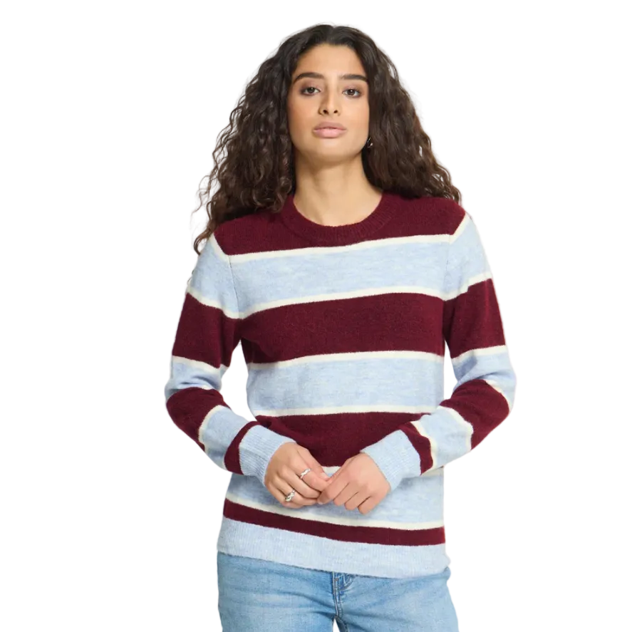 Ichi Womens Sweater Edeen LS Rhododendron/Blue