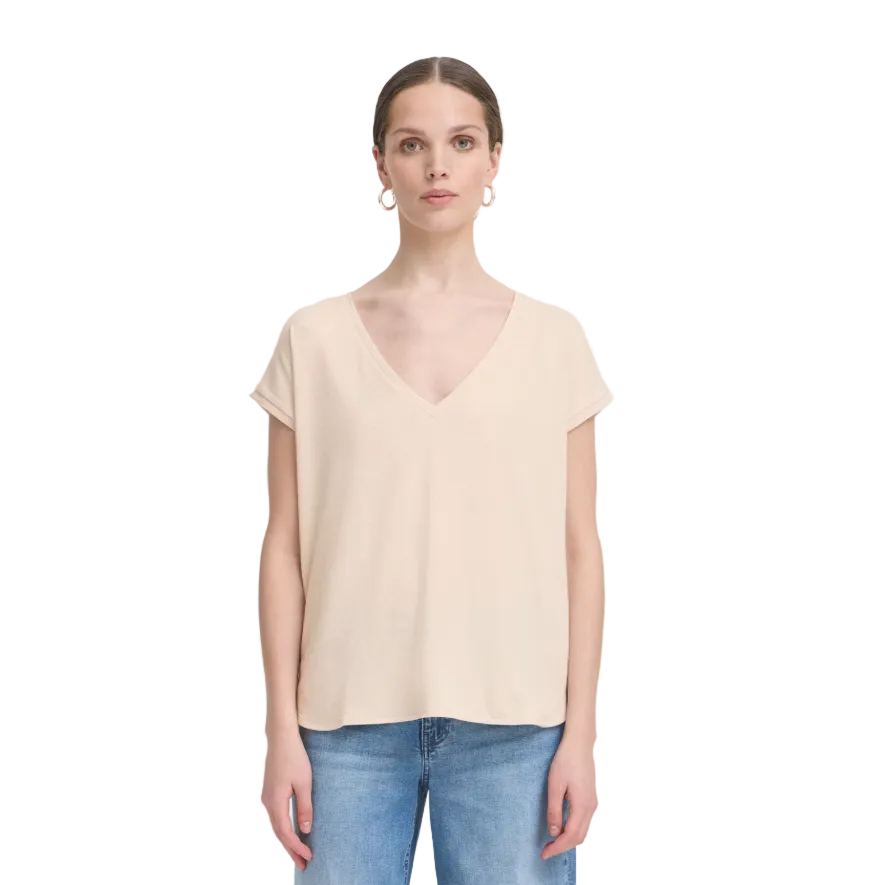Ichi women's cream V-neck t-shirt