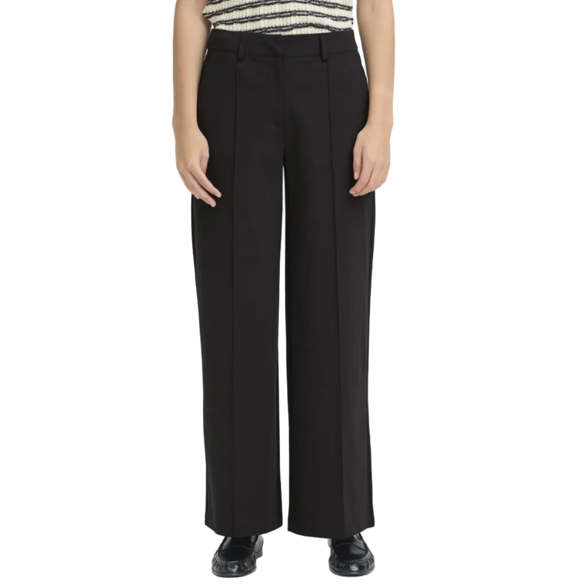 Ichi Kate women's black wide-leg office trousers