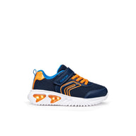 Geox boys' navy and orange mesh lace-up trainer