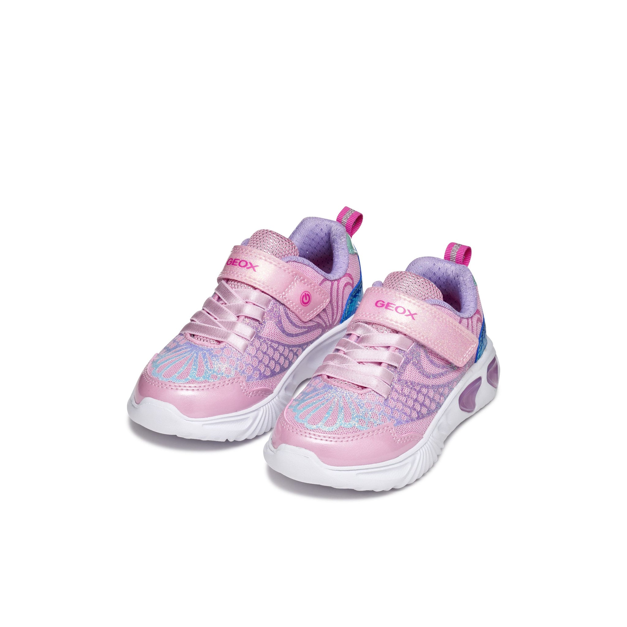 Geox girls' pink and lilac mesh lace-up trainer