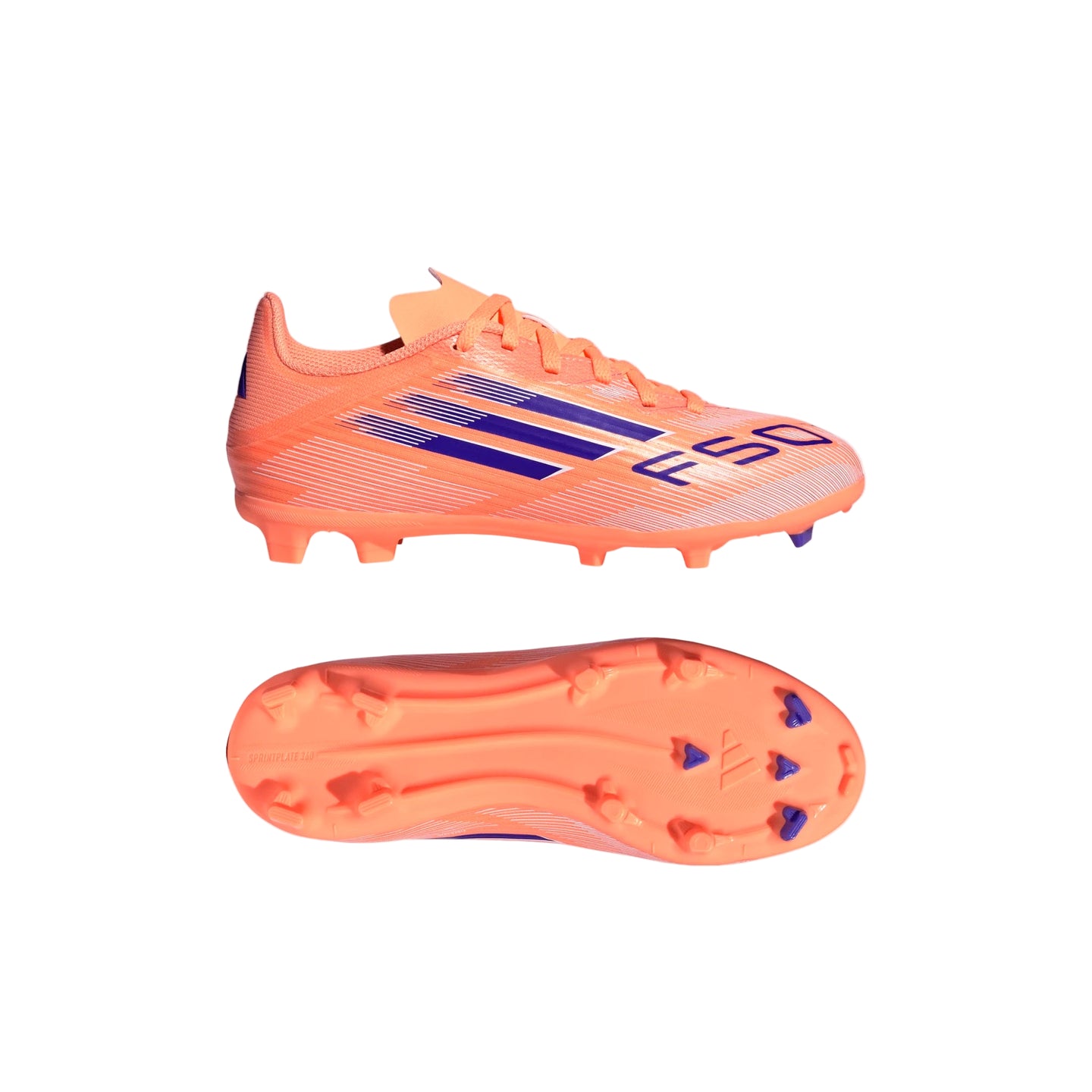 Adidas Junior Football Boot F50 League FG/MG Beam Orange/Lucid Blue/Cloud White