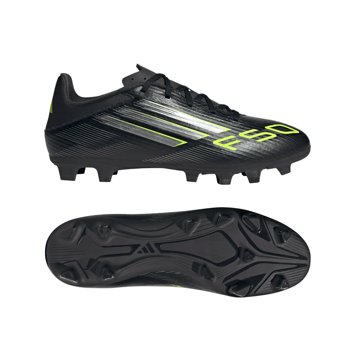Adidas Adults Football Boot F50 Club FG/MG Core Black/Iron Metallic/Lucid Lemon