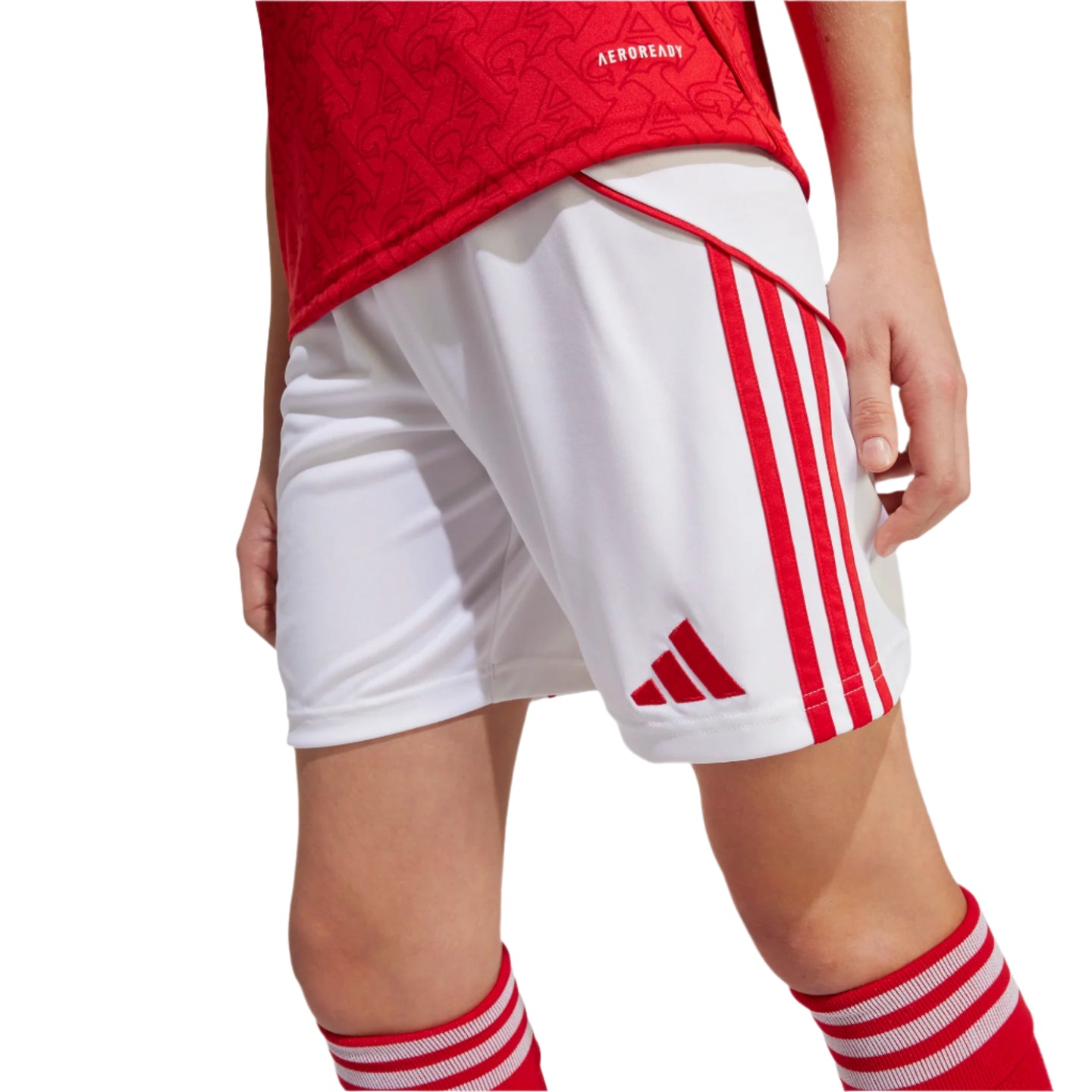 Adidas Arsenal Unisex Youth Home Shorts 25/26 White/Better Scarlet