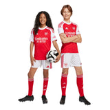 Adidas Arsenal Unisex Youth Home Shorts 25/26 White/Better Scarlet