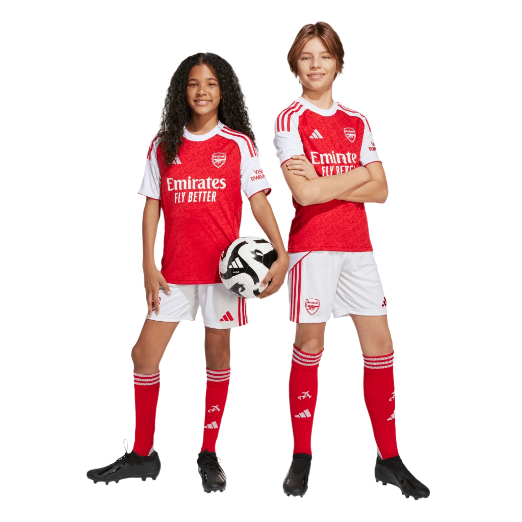 Adidas Arsenal Unisex Youth Home Shorts 25/26 White/Better Scarlet