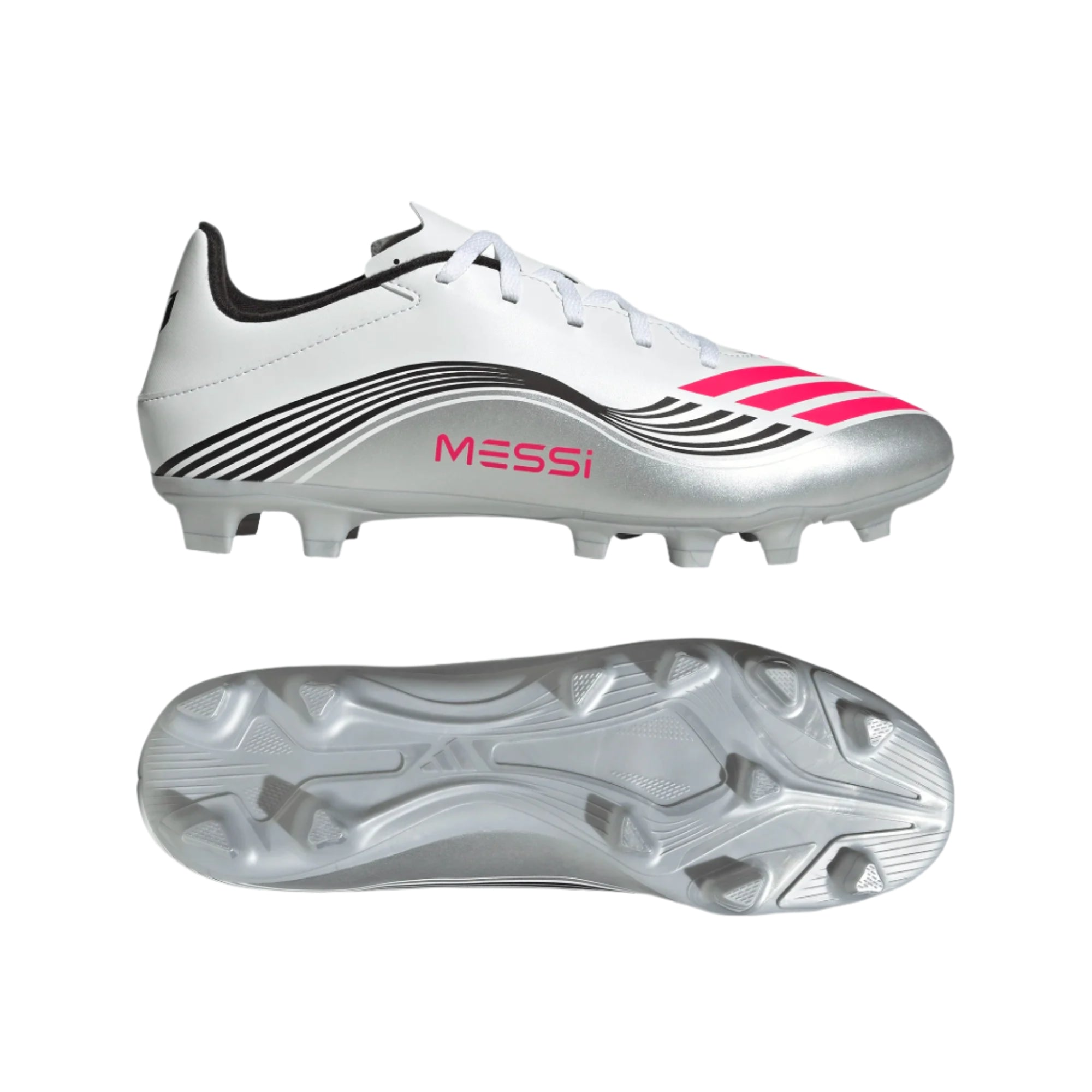 Adidas Adults Football Boot F50 Messi Club FG/MG Cloud White/Lucid Red/Silver Metallic