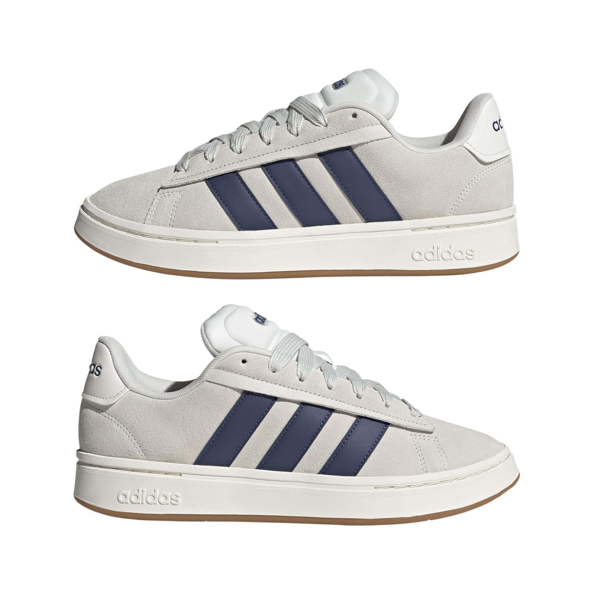 Adidas men's grey and white leather trainer