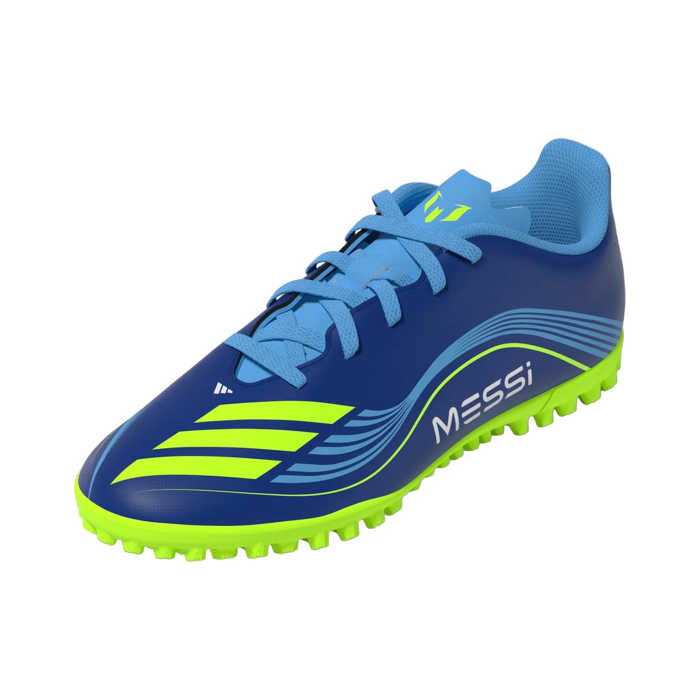 Adidas kids' blue and yellow astro turf football boots
