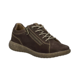 Josef Seibel Angelina women's brown leather lace-up trainers with side zip