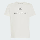 Adidas Boys T-Shirt Slogan Single Jersey Off White