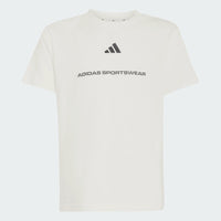 Adidas Boys T-Shirt Slogan Single Jersey Off White