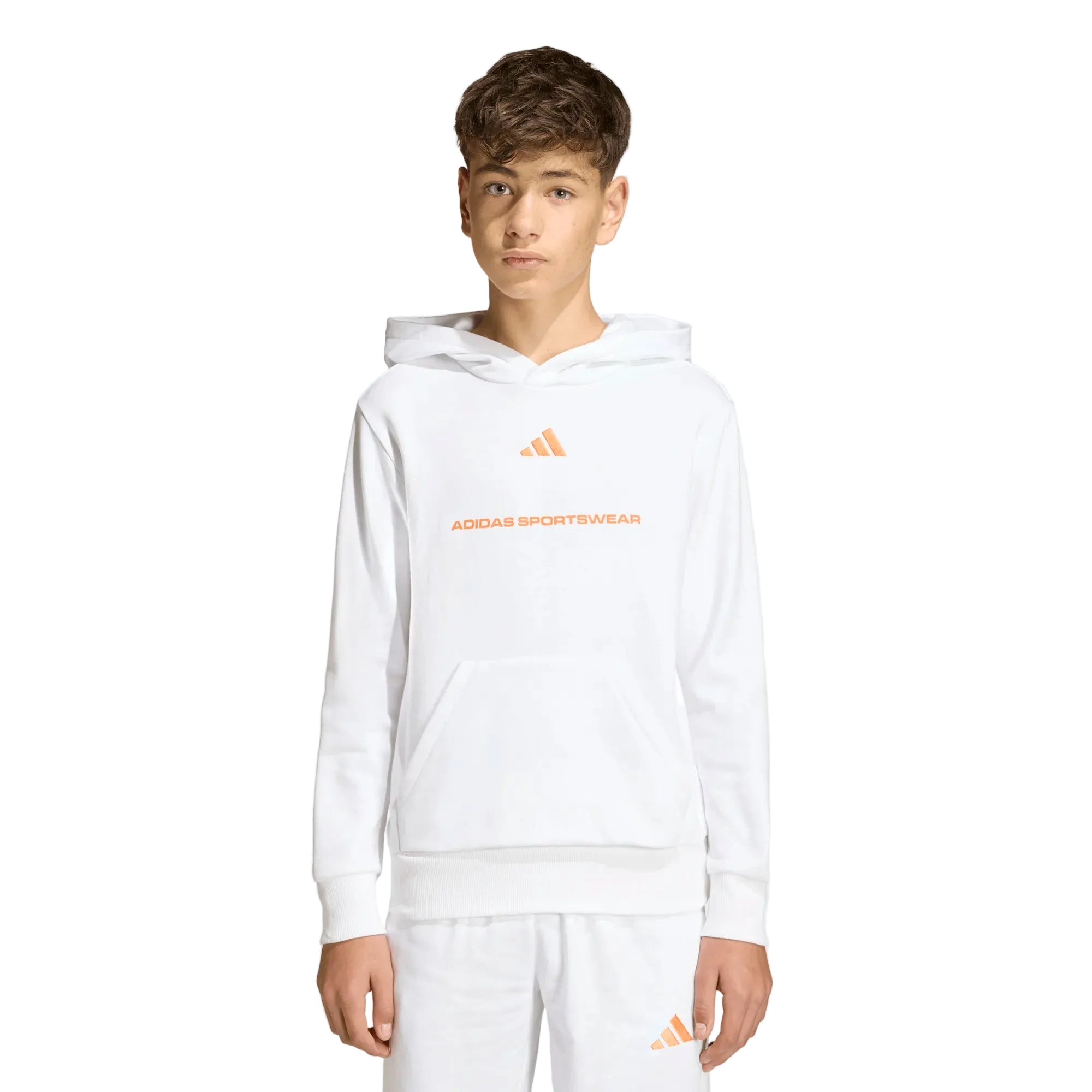 Adidas Kids Hooded Jumper White