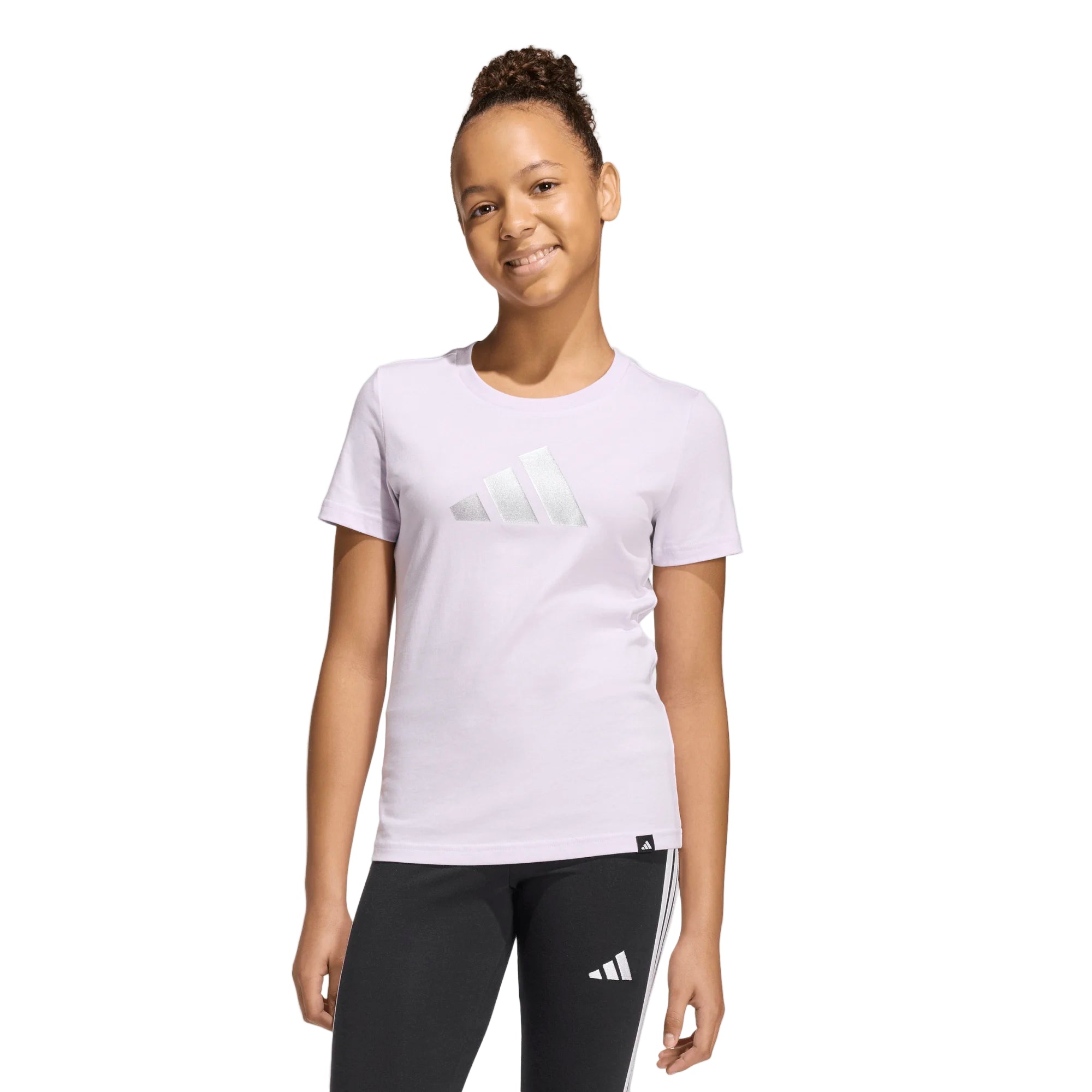 Adidas girls' lavender and white cotton t-shirt