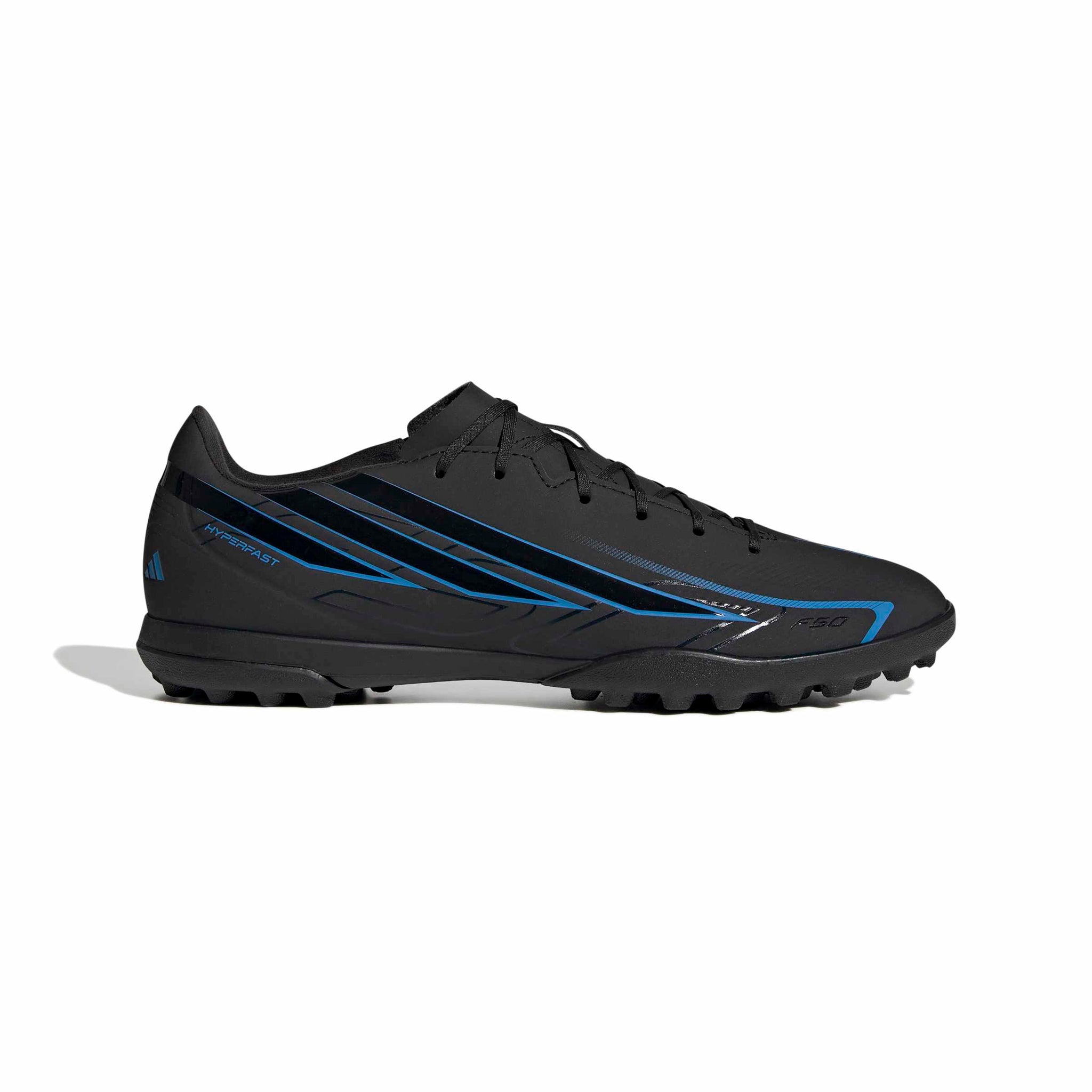 Adidas Adults Turf Boot F50 Hyperfast Club Core Black/Lucid Ray Blue