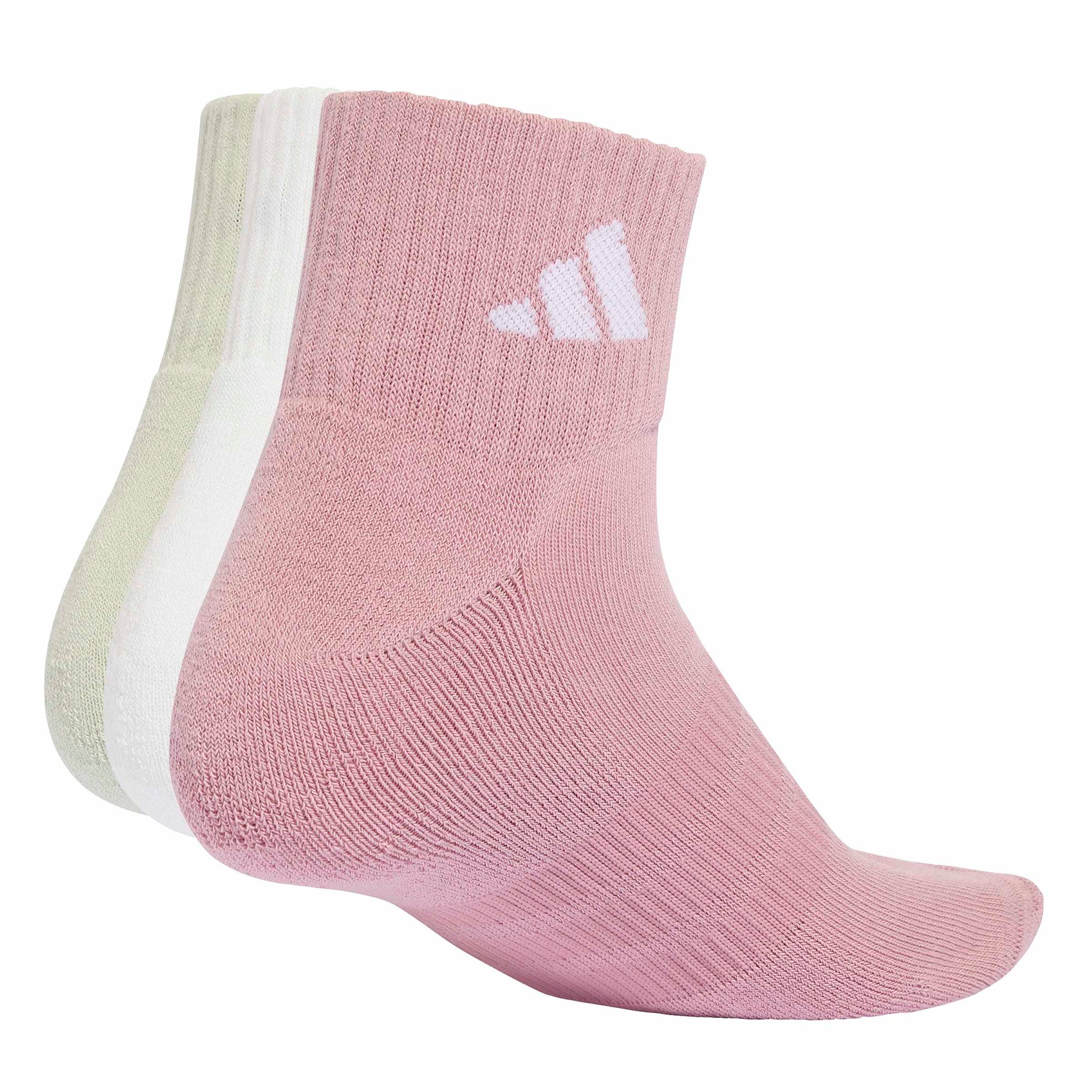 Adidas Womens 3 Pack Cushioned Ankle Sock Magma/White/Halogreen