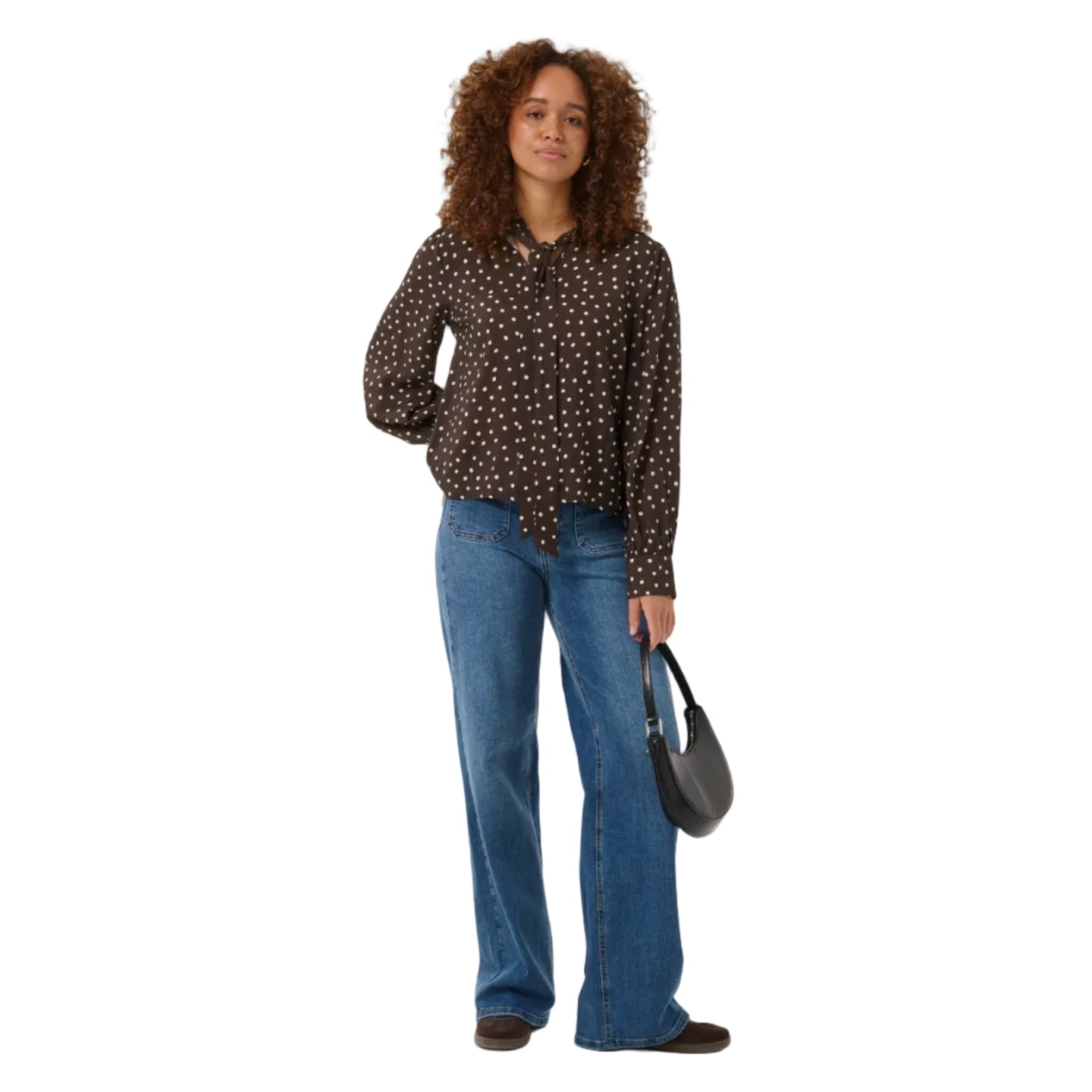 Kaffe women's brown polka dot blouse