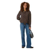 Kaffe Womens Blouse Dotte Coffee Bean/Turtledove Dot