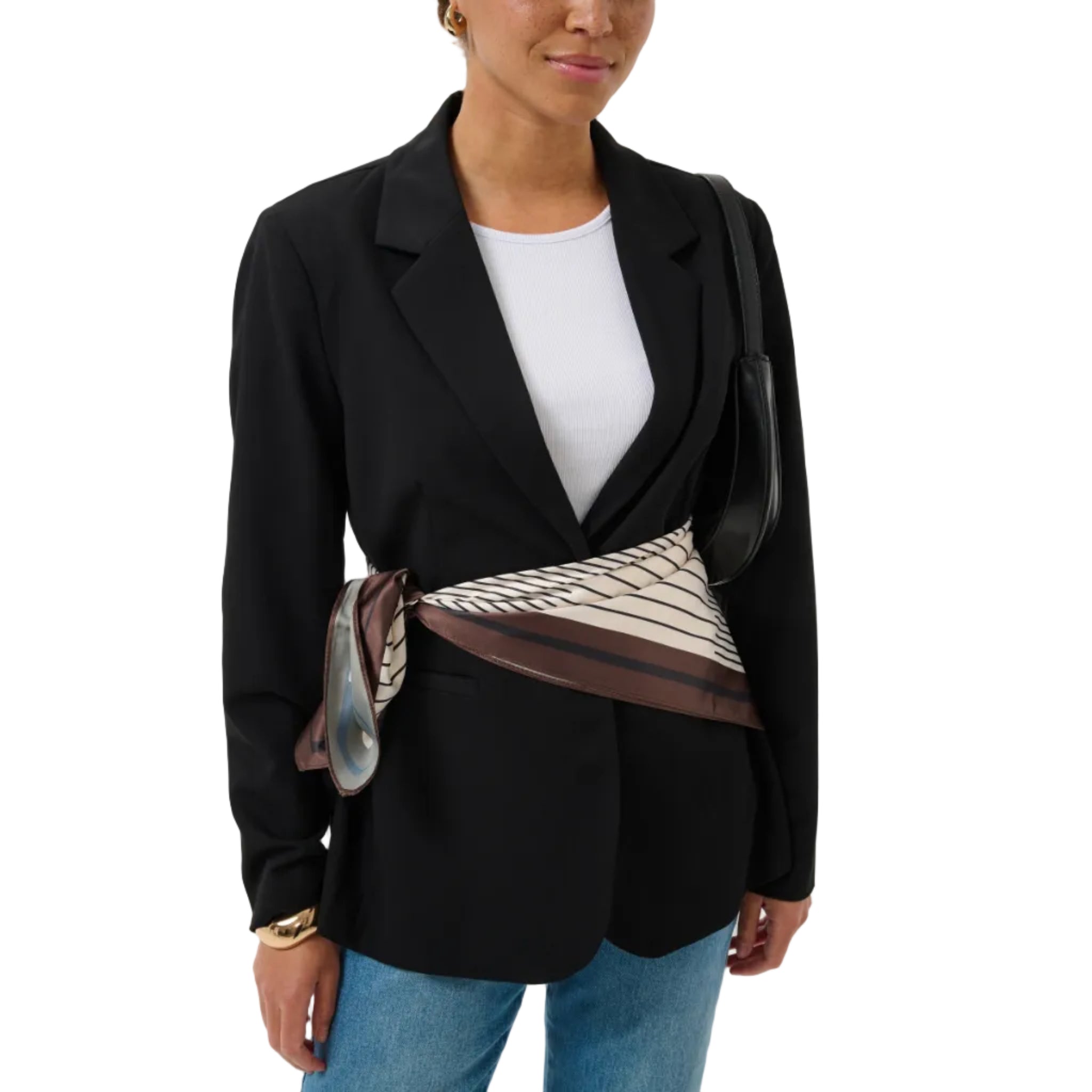 Kaffe Womens Scarf Scarfina Black/Chalk/Coffee Bean