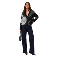 Kaffe Womens Cardigan Grith Grey Melange/Black Check
