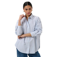 Kaffe Womens Shirt Aster Blue Fog/Chalk/Black Stripe