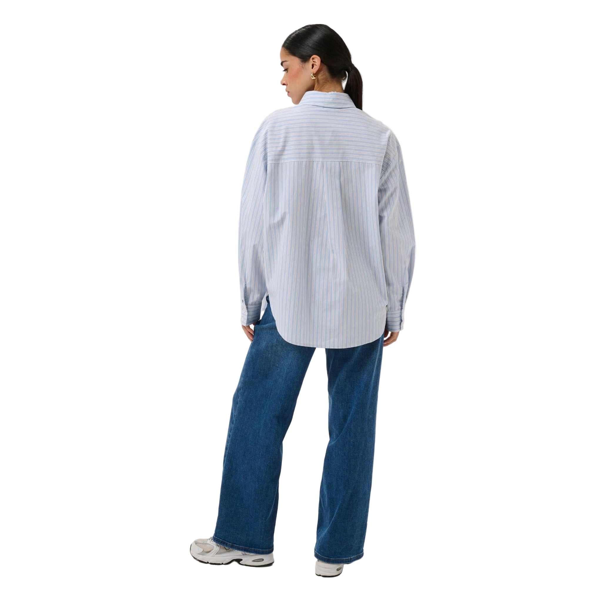 Kaffe Womens Shirt Aster Blue Fog/Chalk/Black Stripe