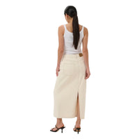 Kaffe Womens Skirt Catharina Denim Midi Off White Washed