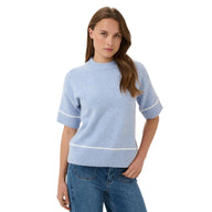 Kaffe Womens Pullover Jinie Knit 1/2 Sleeve Blue Fog Melange