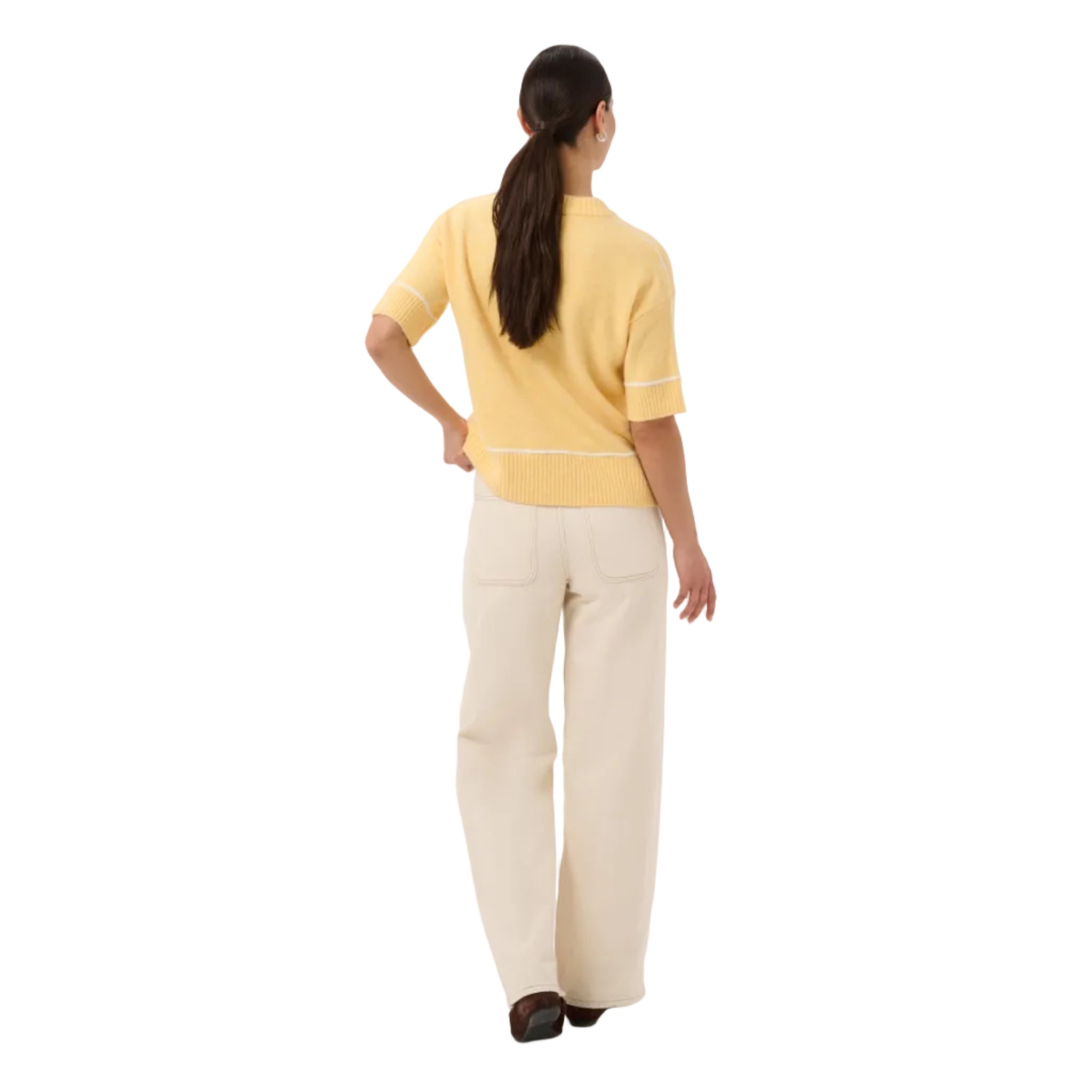 Kaffe Womens Pullover Jinie Knit 1/2 Sleeve Sunlight Melange