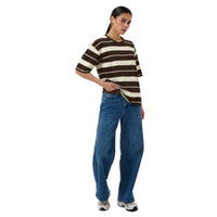 Kaffe Womens T-Shirt Winny 1/2 Coffee Bean/Turtledove Stripe